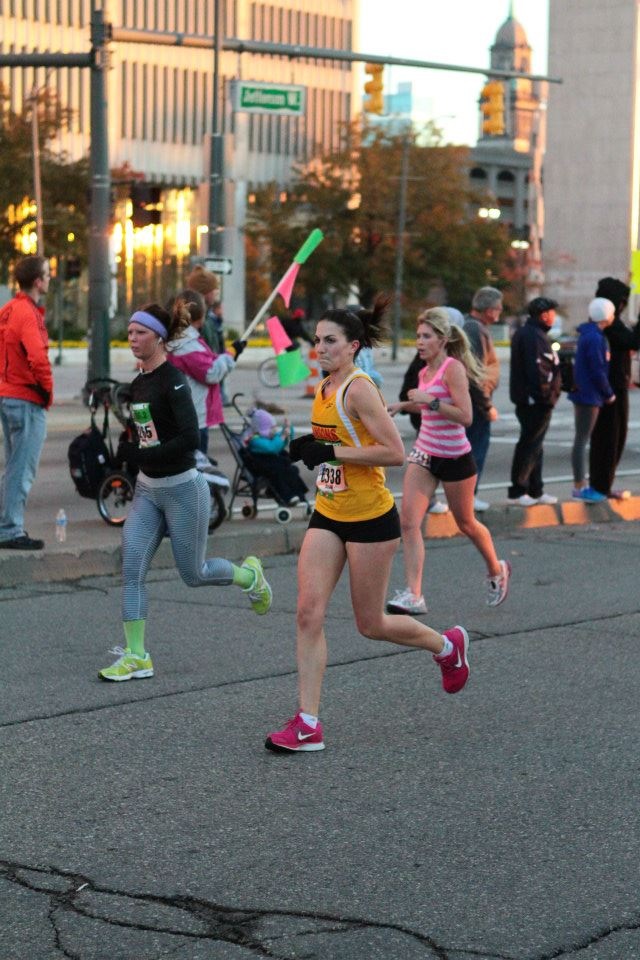 My first marathon... this was at the half way point and I had a very mean face and was on fire.
